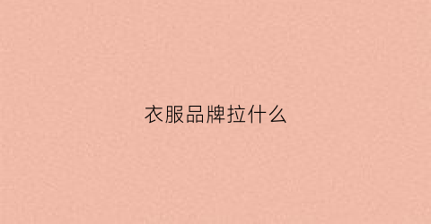衣服品牌拉什么(衣服牌子叫什么)