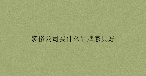 装修公司买什么品牌家具好(装修公司买什么品牌家具好呢)