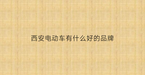 西安电动车有什么好的品牌(西安电动车有什么好的品牌吗)