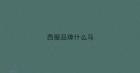 西服品牌什么马(西服马甲品牌)