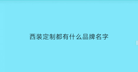 西装定制都有什么品牌名字(西装定制品牌推荐)