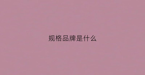 规格品牌是什么(品牌和规格的区别)