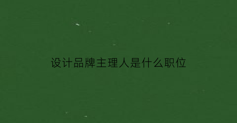 设计品牌主理人是什么职位(品牌设计主管)