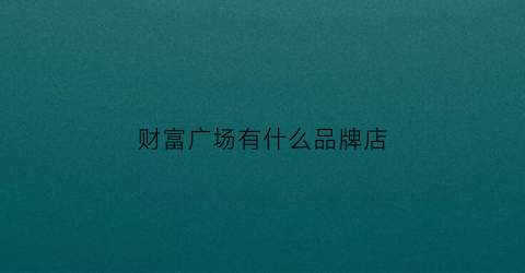 财富广场有什么品牌店(财富广场有什么好吃的)