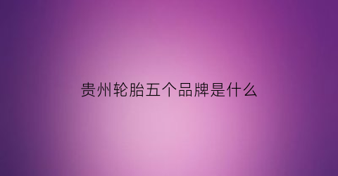 贵州轮胎五个品牌是什么(贵州轮胎厂有几个品牌系列)