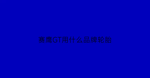 赛鹰GT用什么品牌轮胎