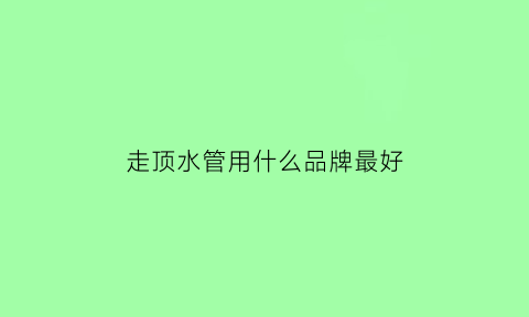 走顶水管用什么品牌最好