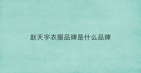 赵天宇衣服品牌是什么品牌(赵天宇是哪个公司的)