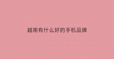 越南有什么好的手机品牌(越南什么手机卖的好)