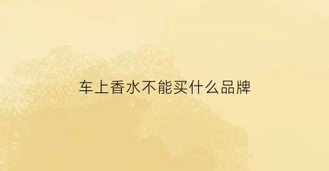 车上香水不能买什么品牌(车上香水不能买什么品牌好)