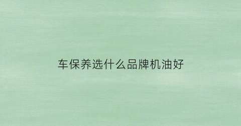 车保养选什么品牌机油好(车保养用什么牌子机油)