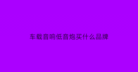 车载音响低音炮买什么品牌(车载低音炮音响品牌排行榜)