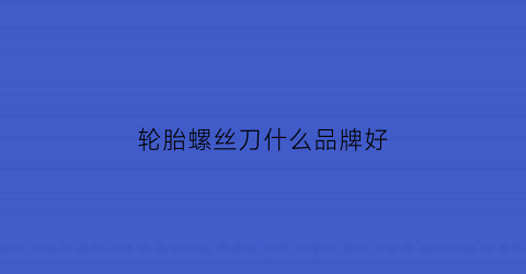 轮胎螺丝刀什么品牌好(汽车轮胎用螺丝刀可以扎漏吗)