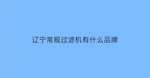 辽宁常规过滤机有什么品牌(辽宁常规过滤机有什么品牌的)