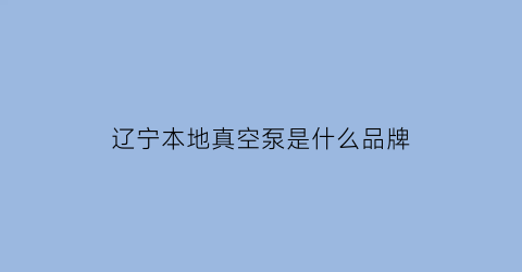 辽宁本地真空泵是什么品牌(抚顺真空泵)