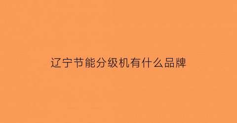 辽宁节能分级机有什么品牌(辽宁节能协会)