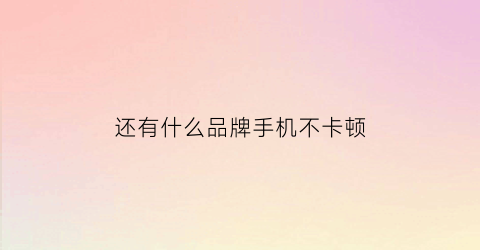 还有什么品牌手机不卡顿(还有什么品牌手机不卡顿的)