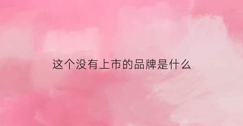 这个没有上市的品牌是什么(没上市的大品牌)