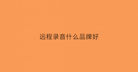 远程录音什么品牌好(远程录音设备推荐)