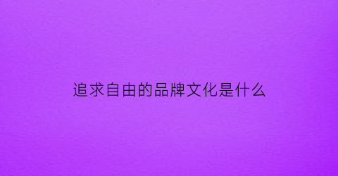追求自由的品牌文化是什么(追求自由主要体现在哪几方面)