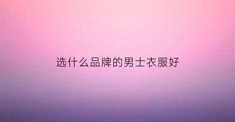 选什么品牌的男士衣服好(男人衣服哪些品牌性价比高)