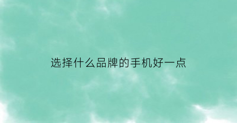 选择什么品牌的手机好一点(选择什么品牌的手机好一点呢)