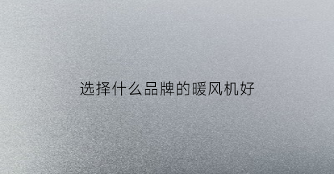 选择什么品牌的暖风机好(什么牌子的暖风机质量最好)