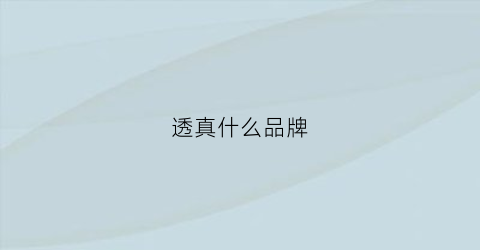 透真什么品牌(透真的牌子是几线品牌)