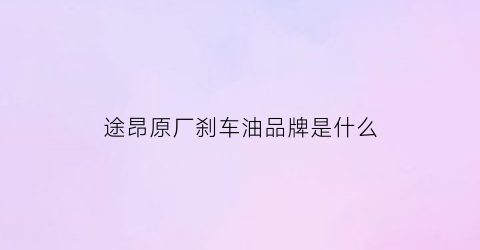 途昂原厂刹车油品牌是什么(大众途昂刹车片是什么型号的)