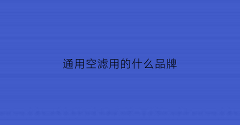通用空滤用的什么品牌(空滤不同品牌车辆通用吗)