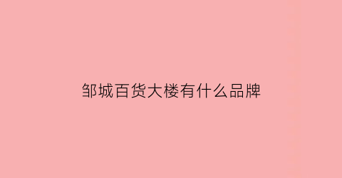 邹城百货大楼有什么品牌