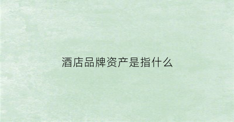 酒店品牌资产是指什么(酒店品牌由什么构成)