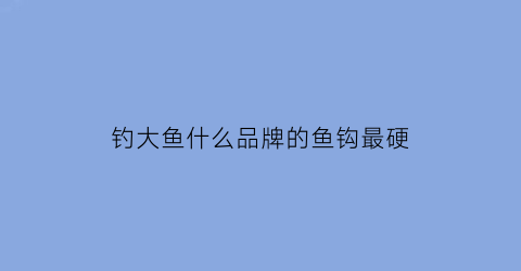 钓大鱼什么品牌的鱼钩最硬(钓大鱼用哪种鱼钩)