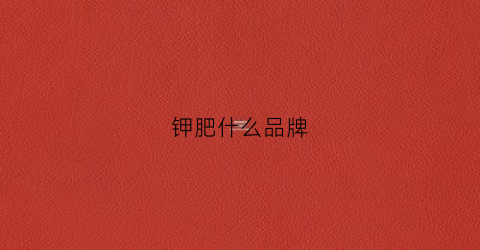 钾肥什么品牌(钾肥什么品牌好)