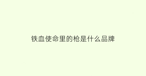 铁血使命里的枪是什么品牌(铁血使命别名)