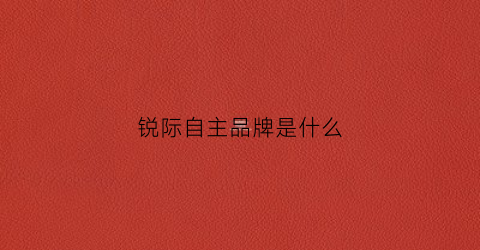 锐际自主品牌是什么(锐际是什么平台打造的)