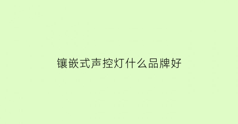 镶嵌式声控灯什么品牌好