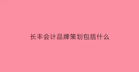长丰会计品牌策划包括什么(长丰会计事务所)
