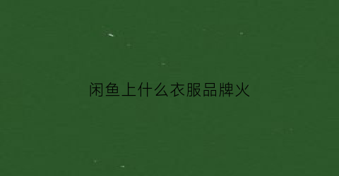 闲鱼上什么衣服品牌火(闲鱼上的品牌是正品吗)