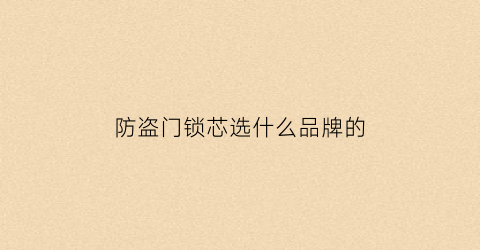 防盗门锁芯选什么品牌的(防盗门锁芯推荐)