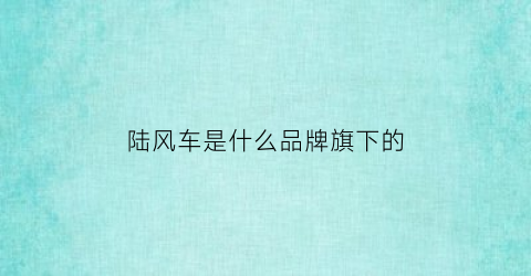 陆风车是什么品牌旗下的(陆风车怎么样口碑咋样)