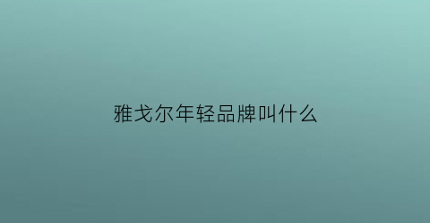 雅戈尔年轻品牌叫什么(雅戈尔有个年轻品牌叫什么)
