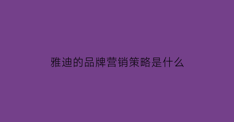 雅迪的品牌营销策略是什么(雅迪电动车的营销策略)