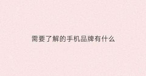 需要了解的手机品牌有什么(想了解手机)