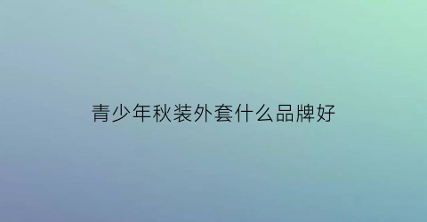 青少年秋装外套什么品牌好(青少年秋装外套什么品牌好一点)