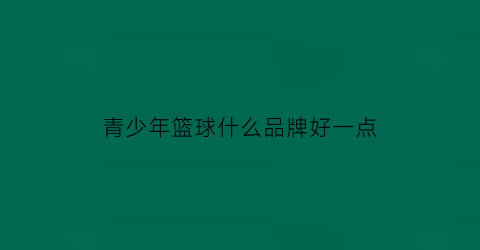 青少年篮球什么品牌好一点(青少年篮球什么品牌好一点的)