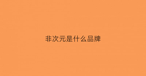 非次元是什么品牌(次元步非烟)