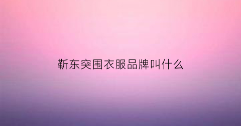 靳东突围衣服品牌叫什么