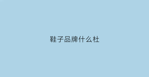 鞋子品牌什么杜(鞋子得品牌)
