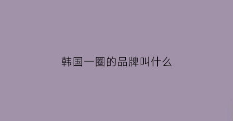 韩国一圈的品牌叫什么(一个韩国的牌子)